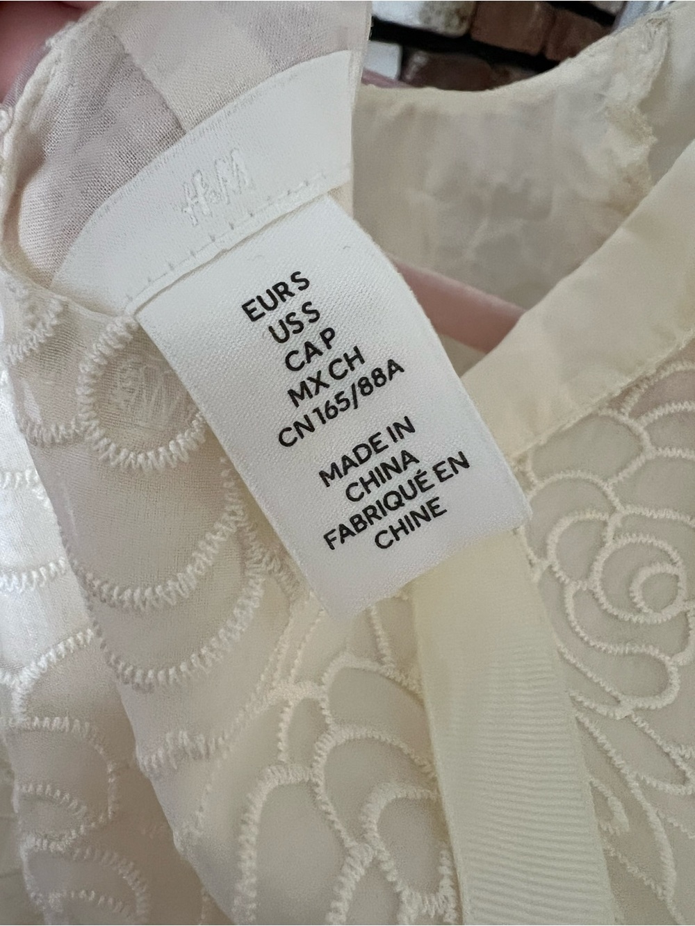 H&M Cream Floral Lace Puff-Sleeve Dress - Picture 7 of 10